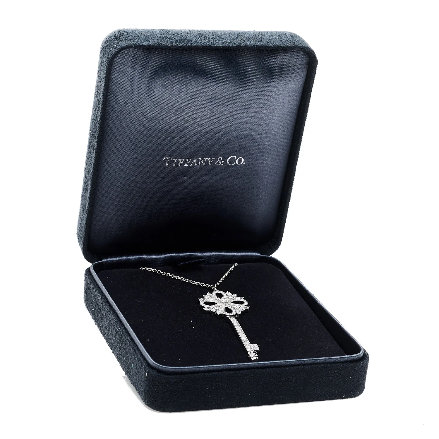 Platinum Diamond Victoria Key Pendant Necklace - Image 7