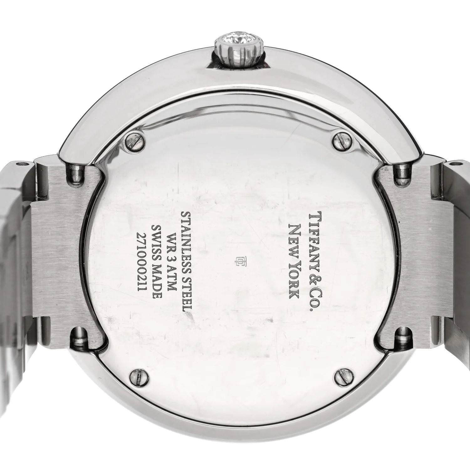 Stainless Steel Diamond Mother of Pearl 34mm Atlas 3-Hand Quartz Watch - Image 4