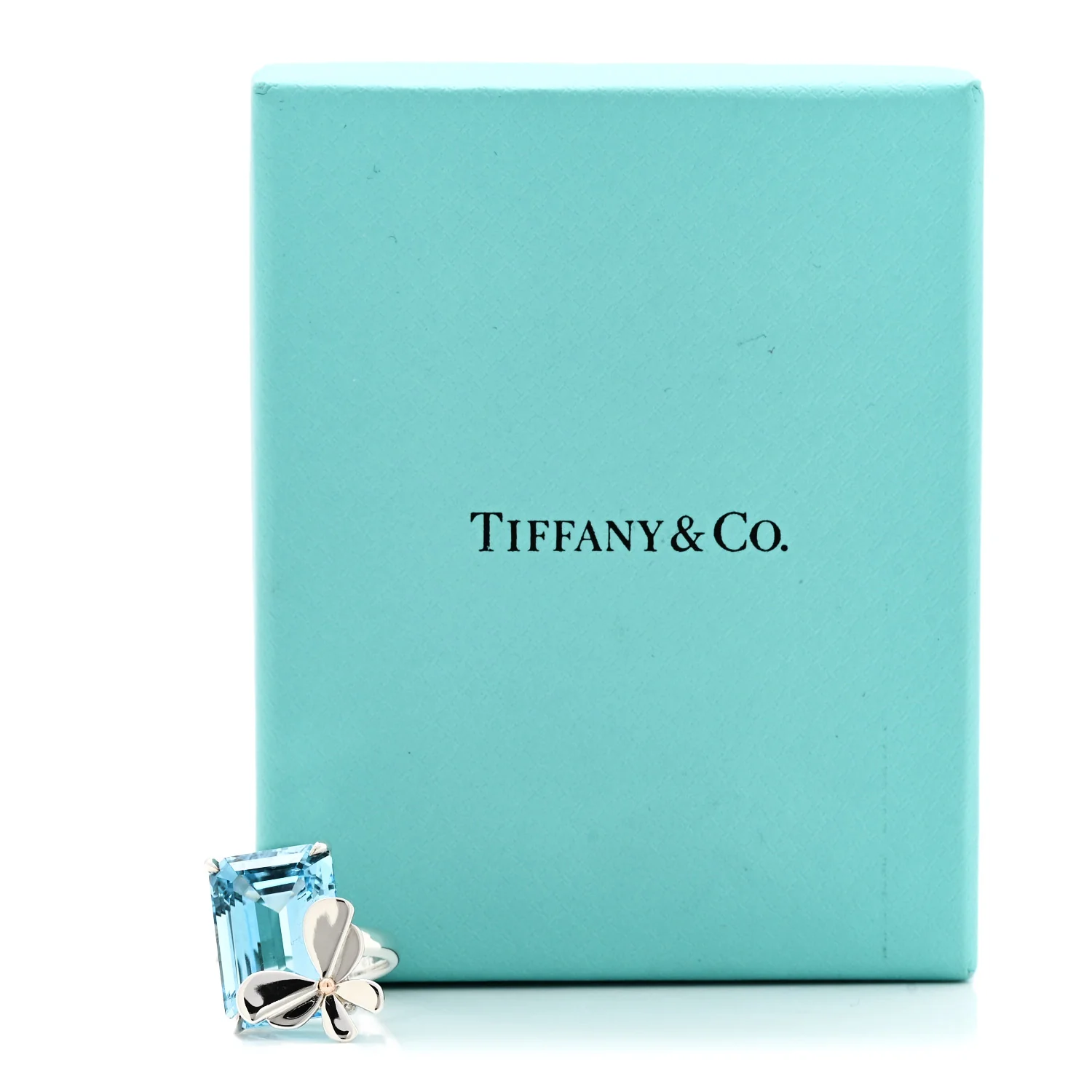 Sterling Silver 18K Rose Gold Blue Topaz Return to Tiffany Love Bugs Butterfly Ring - Image 5
