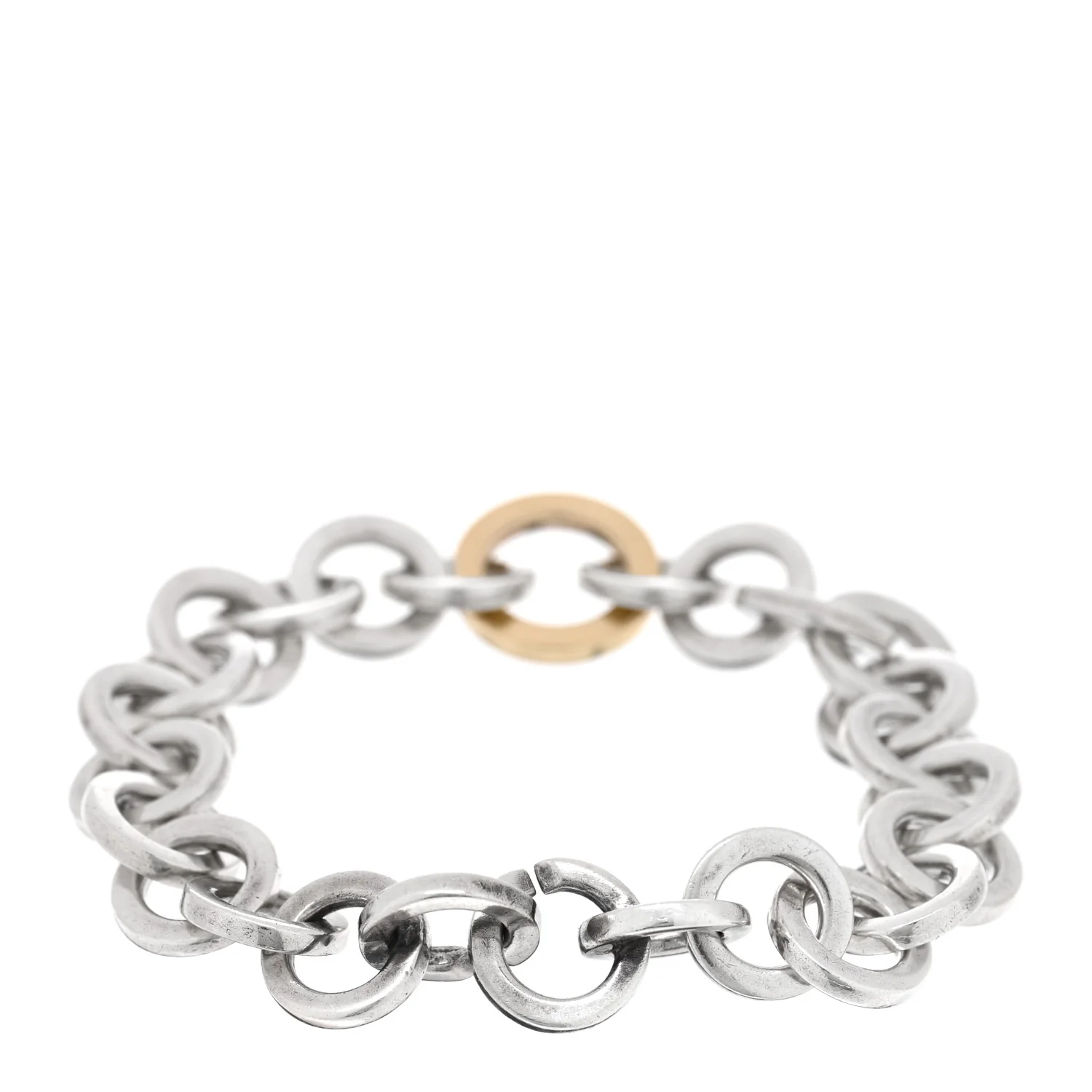 Sterling Silver 18K Yellow Gold Circle Link Bracelet - Image 2