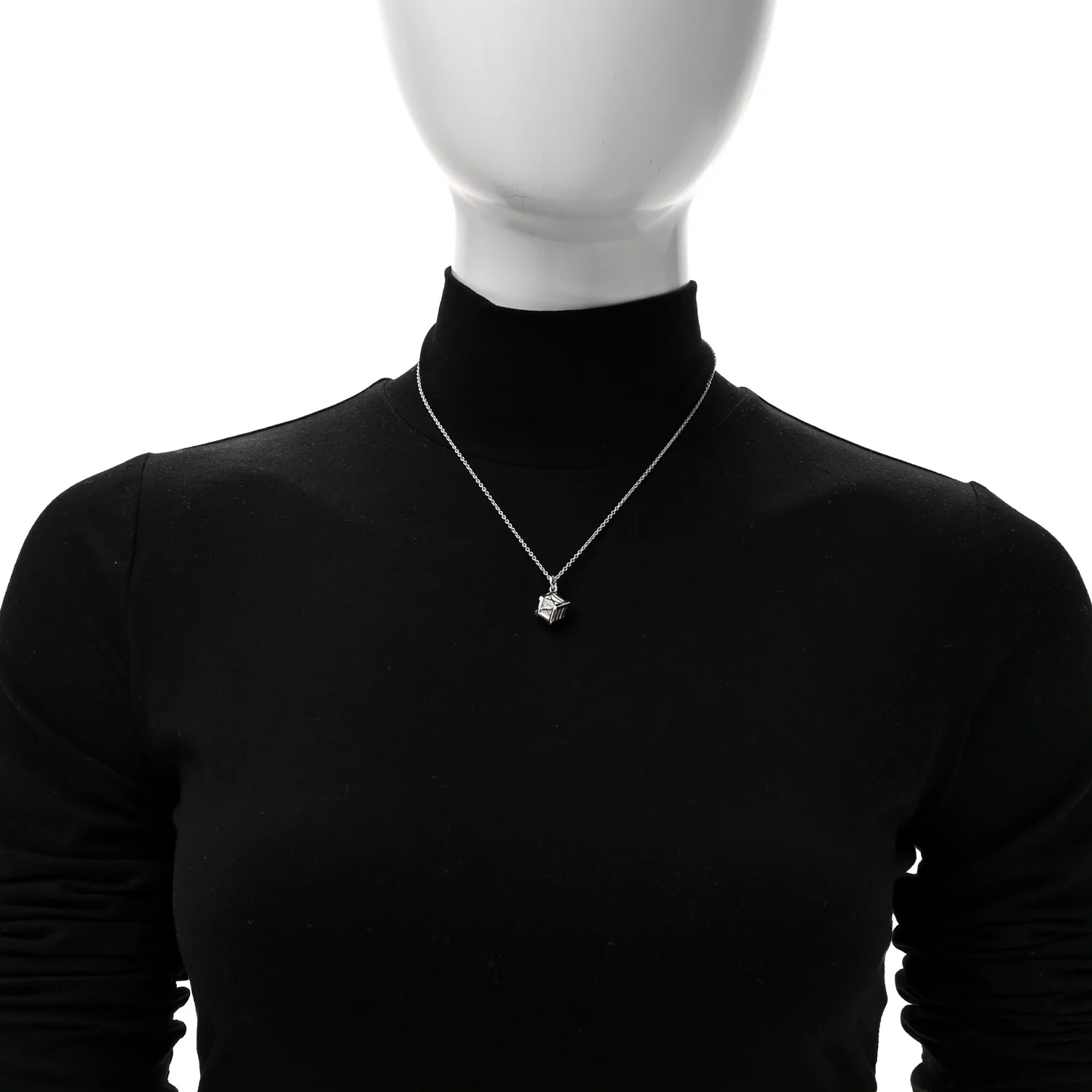 Sterling Silver Atlas Cube Pendant Necklace - Image 2