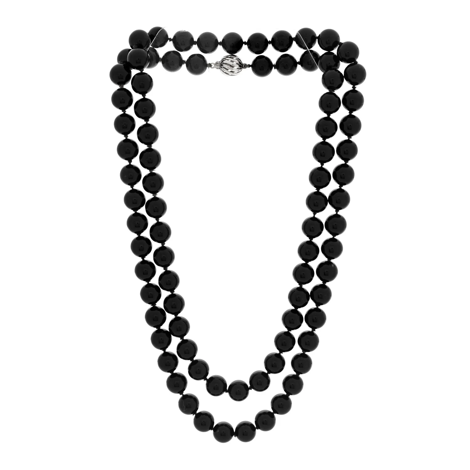 Sterling Silver Black Onyx 10mm Bead Necklace - Image 3