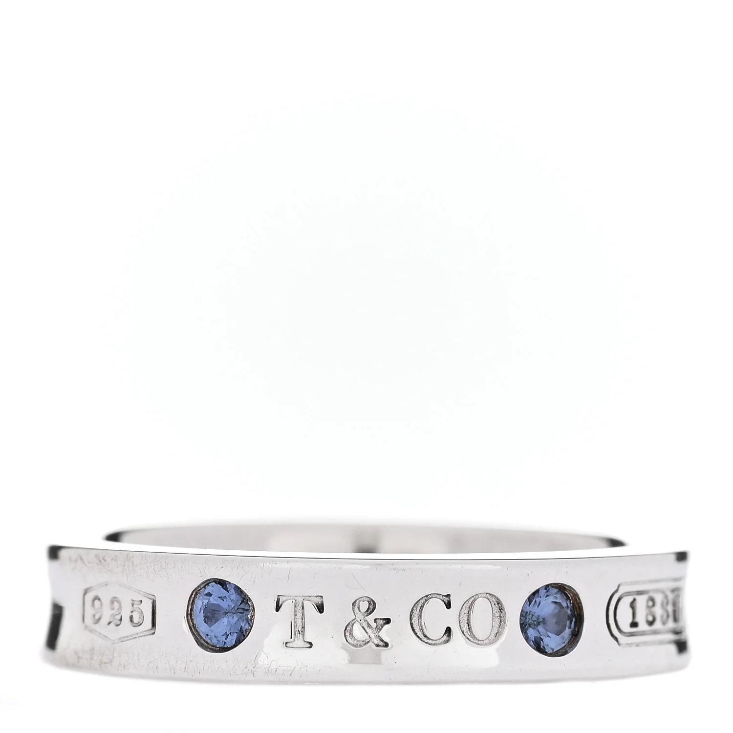 Sterling Silver Blue Sapphire Narrow 1837 Band Ring 50 5.5
