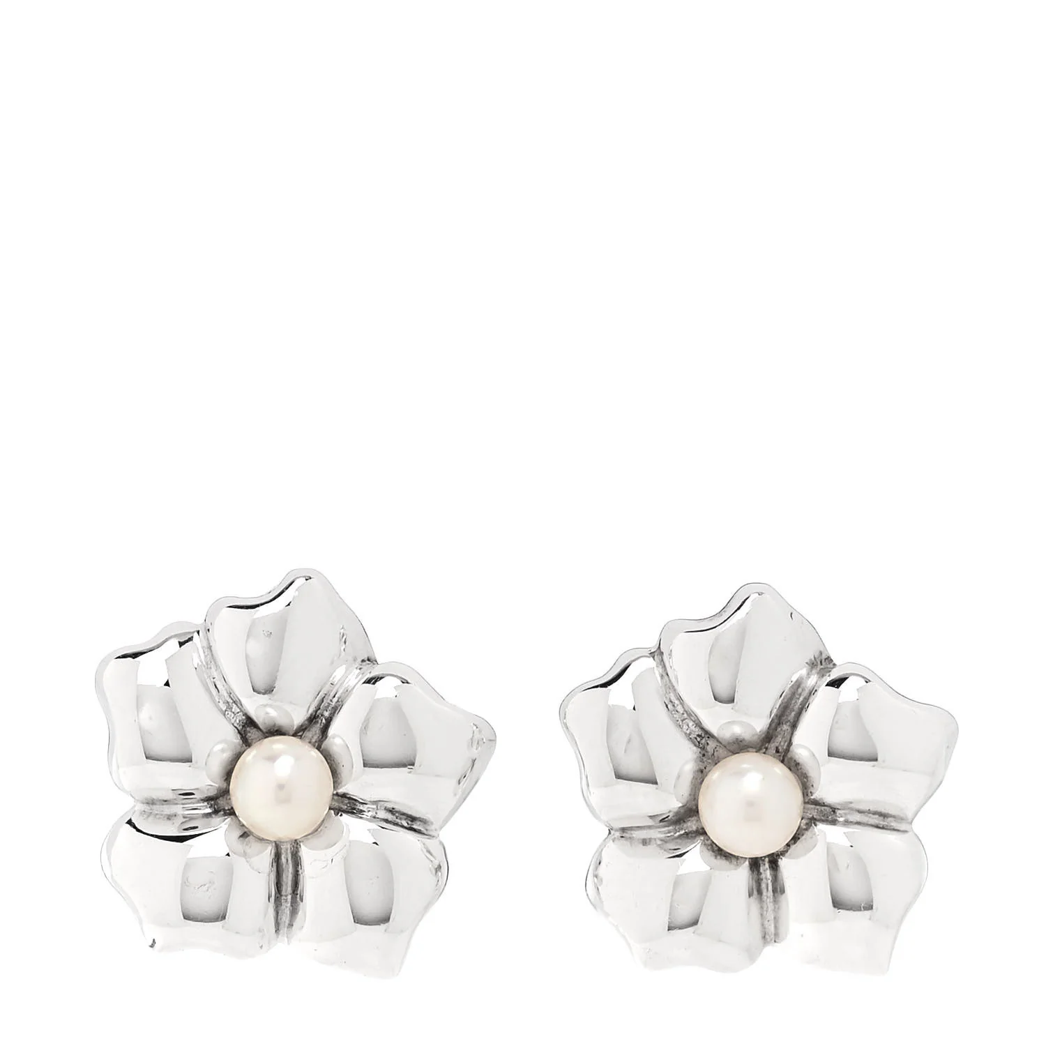 Sterling Silver Cultured Pearl Flower Earrings