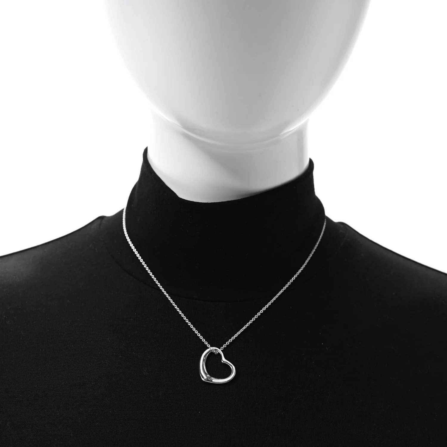 Sterling Silver Elsa Peretti 22mm Open Heart Pendant Necklace - Image 3