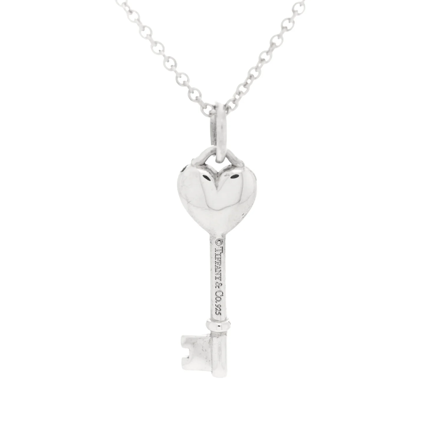 Sterling Silver Enamel Heart Key Pendant Necklace Blue - Image 4