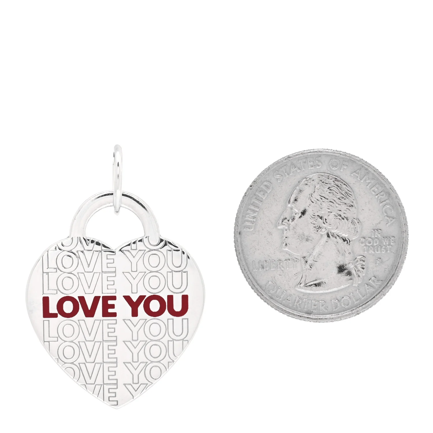 Sterling Silver Enamel LOVE YOU Heart Charm Red - Image 2