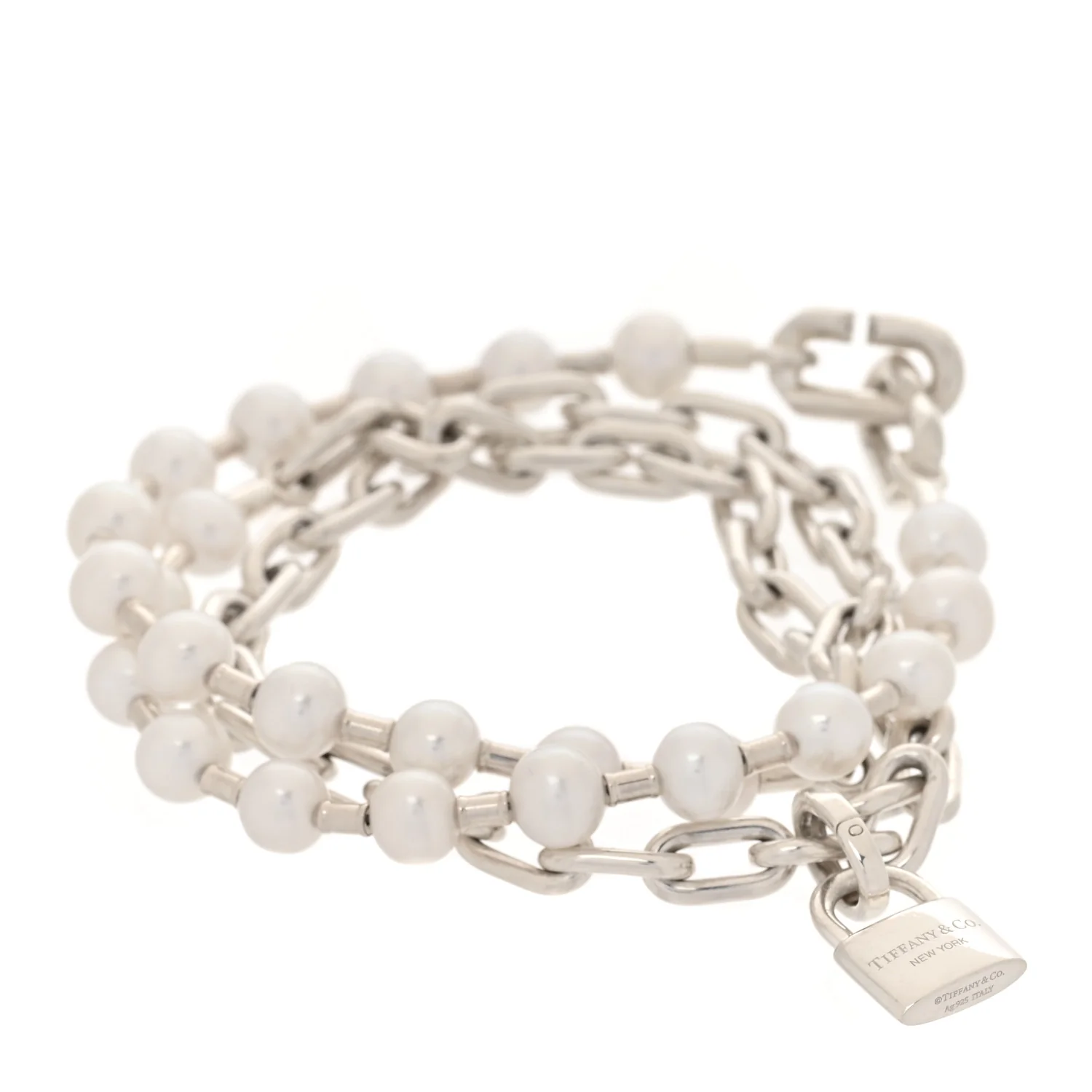 Sterling Silver Freshwater Cultured Pearl HardWear Lock Bracelet