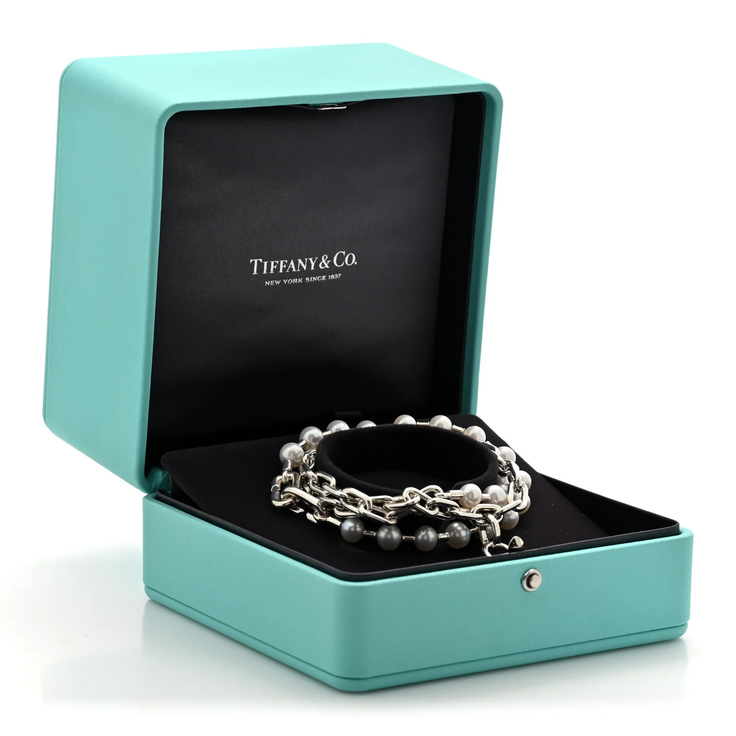 Sterling Silver Freshwater Cultured Pearl HardWear Lock Bracelet - Image 6