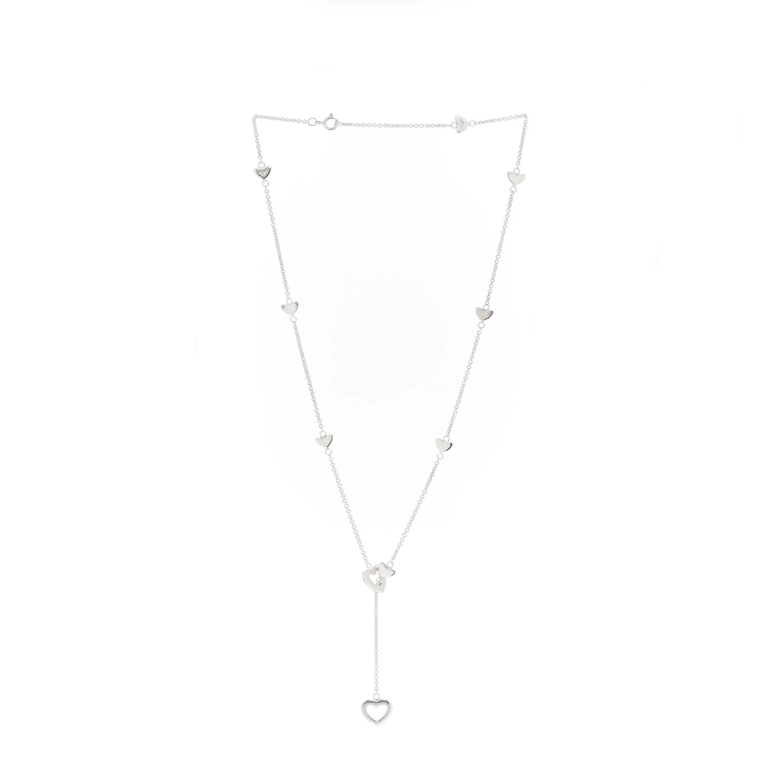 Sterling Silver Heart Lariat Necklace - Image 3