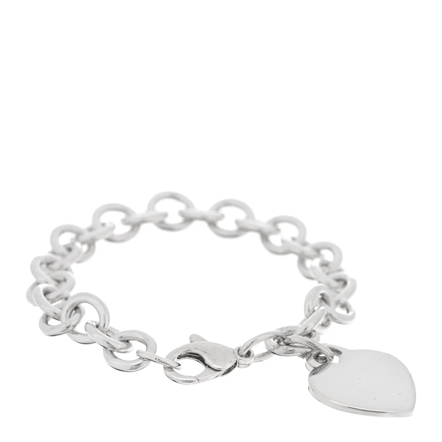 Sterling Silver Heart Tag Charm Bracelet