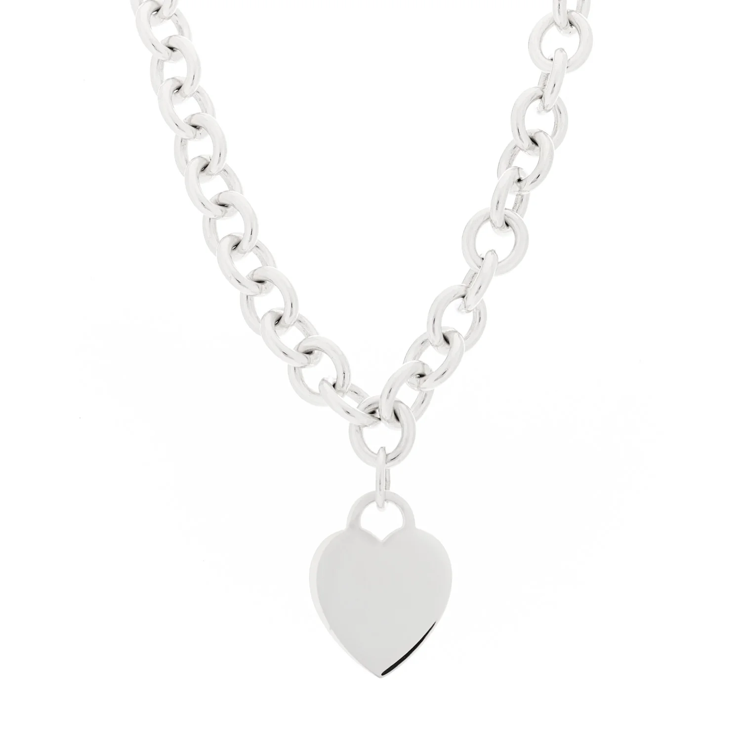 Sterling Silver Heart Tag Pendant Necklace