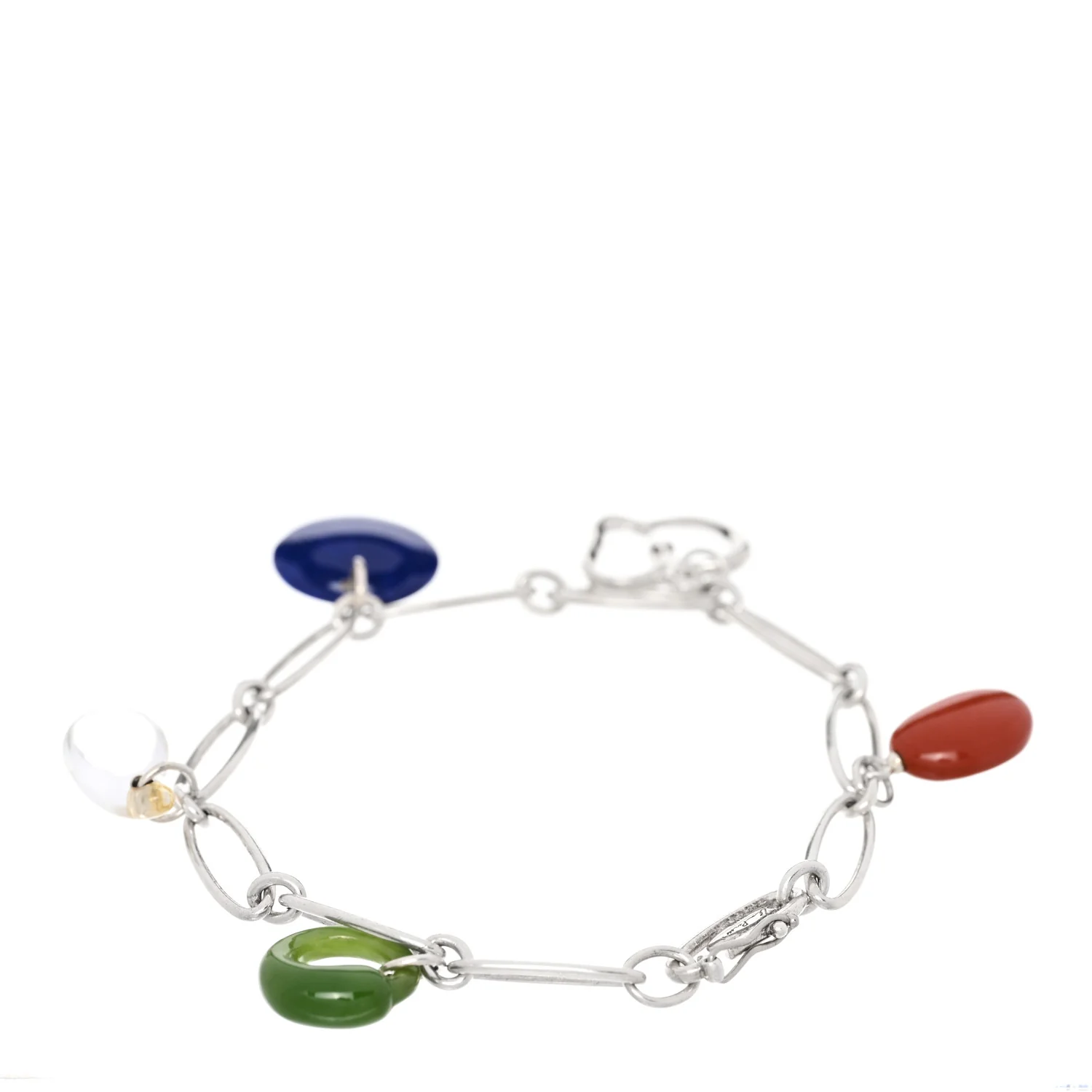 Sterling SIlver Multi Gemstone Elsa Peretti Five Charm Bracelet - Image 2