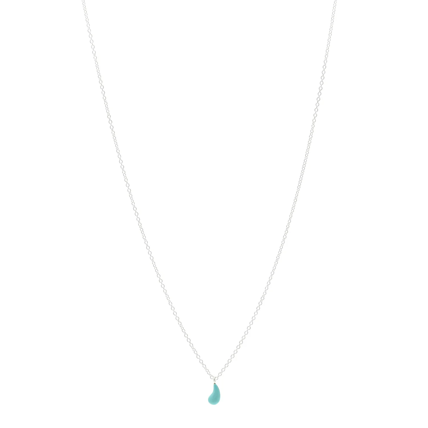 Sterling Silver Turquoise Elsa Peretti 8mm Teardrop Pendant Necklace