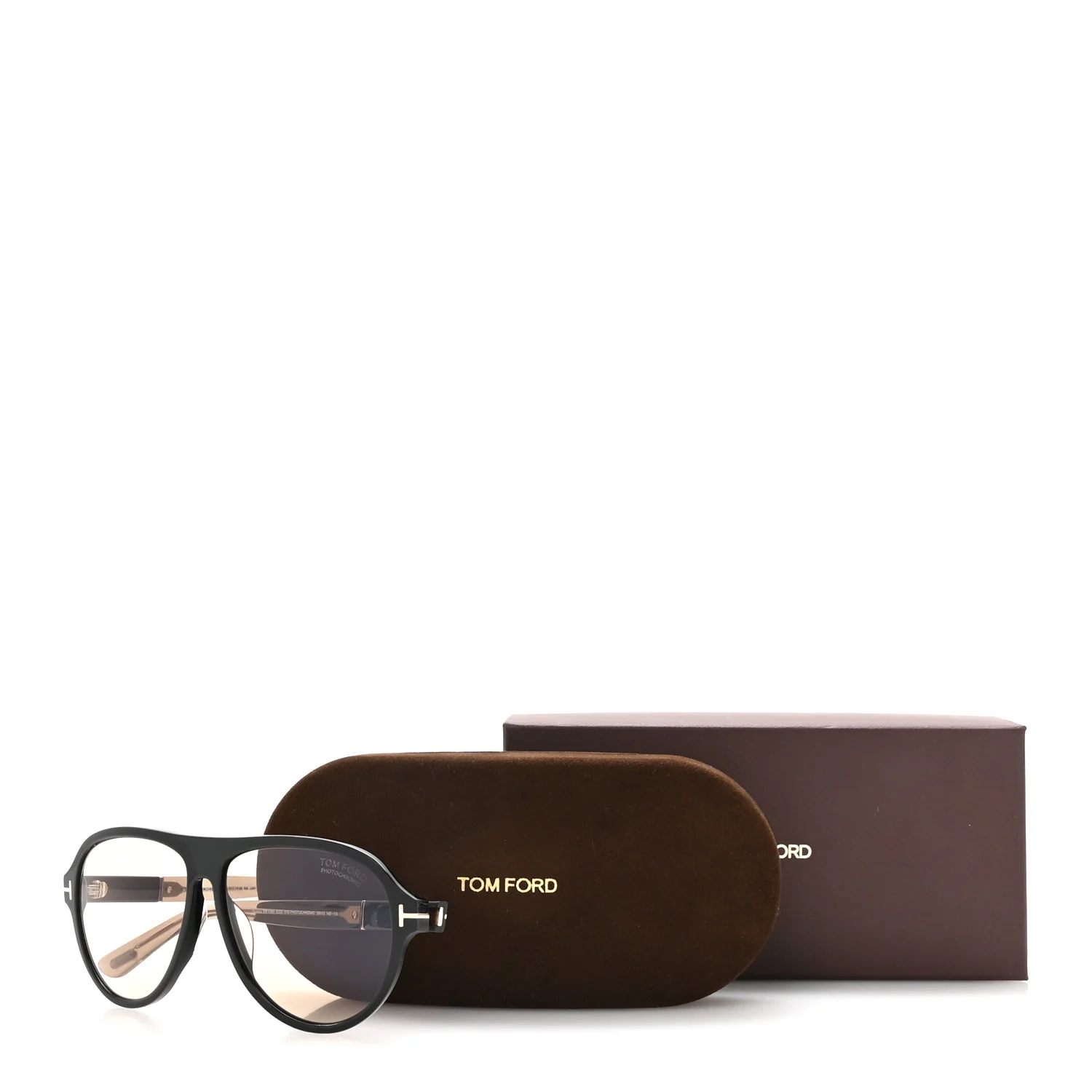 Acetate Quincy Pilot Sunglasses TF1080 Shiny Black Brown - Image 9
