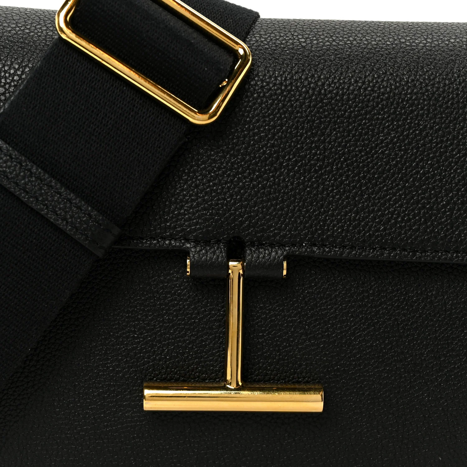 Grained Calfskin Mini T Clasp Tara Crossbody Bag Black - Image 7