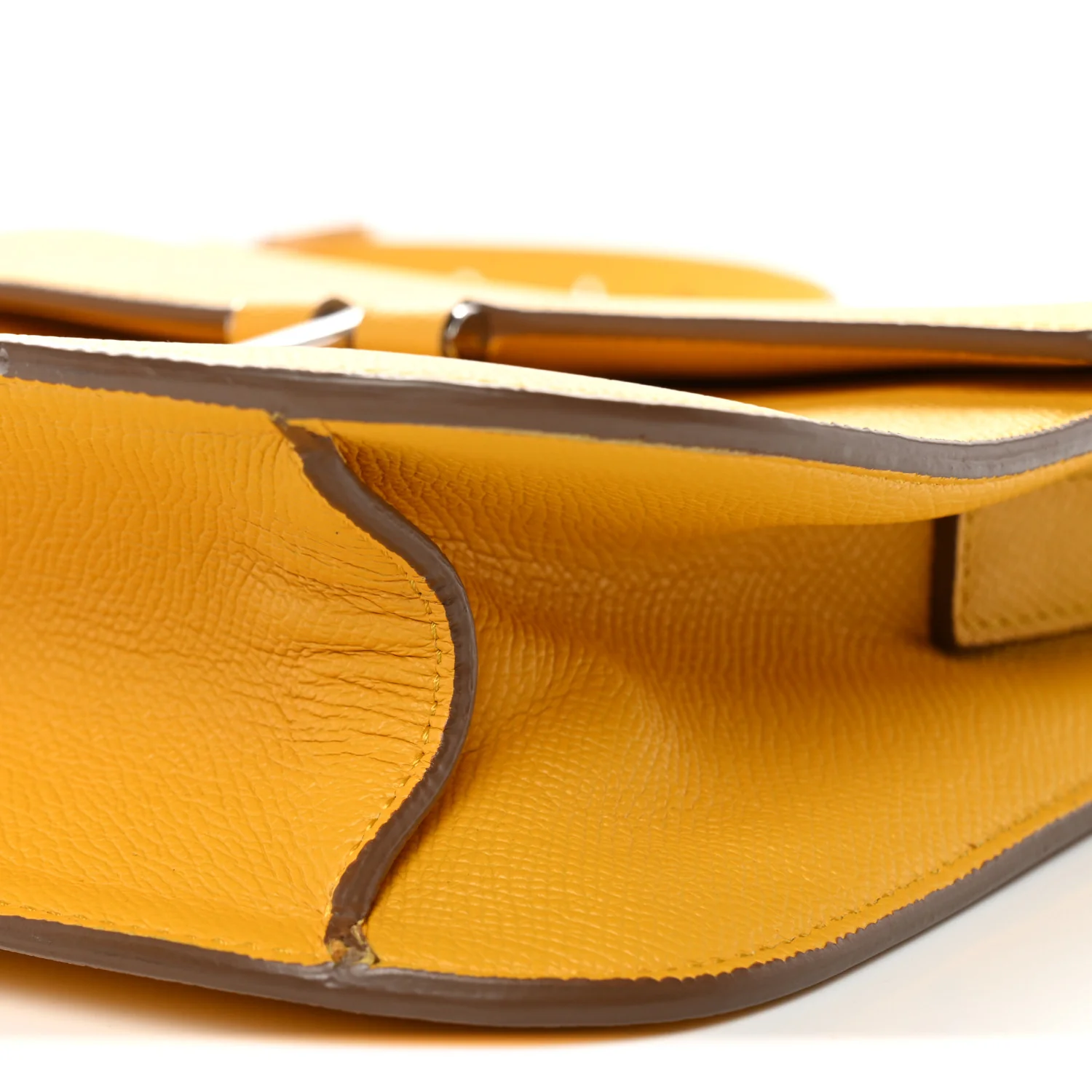 Grained Calfskin Mini T Clasp Tara Crossbody Bag Yellow - Image 9