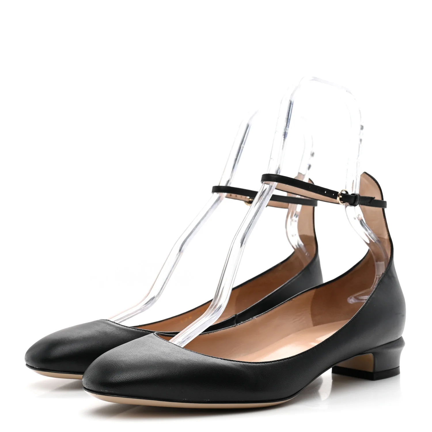 Calfskin Ballerina Ankle Strap Flats 40.5 Black - Image 4