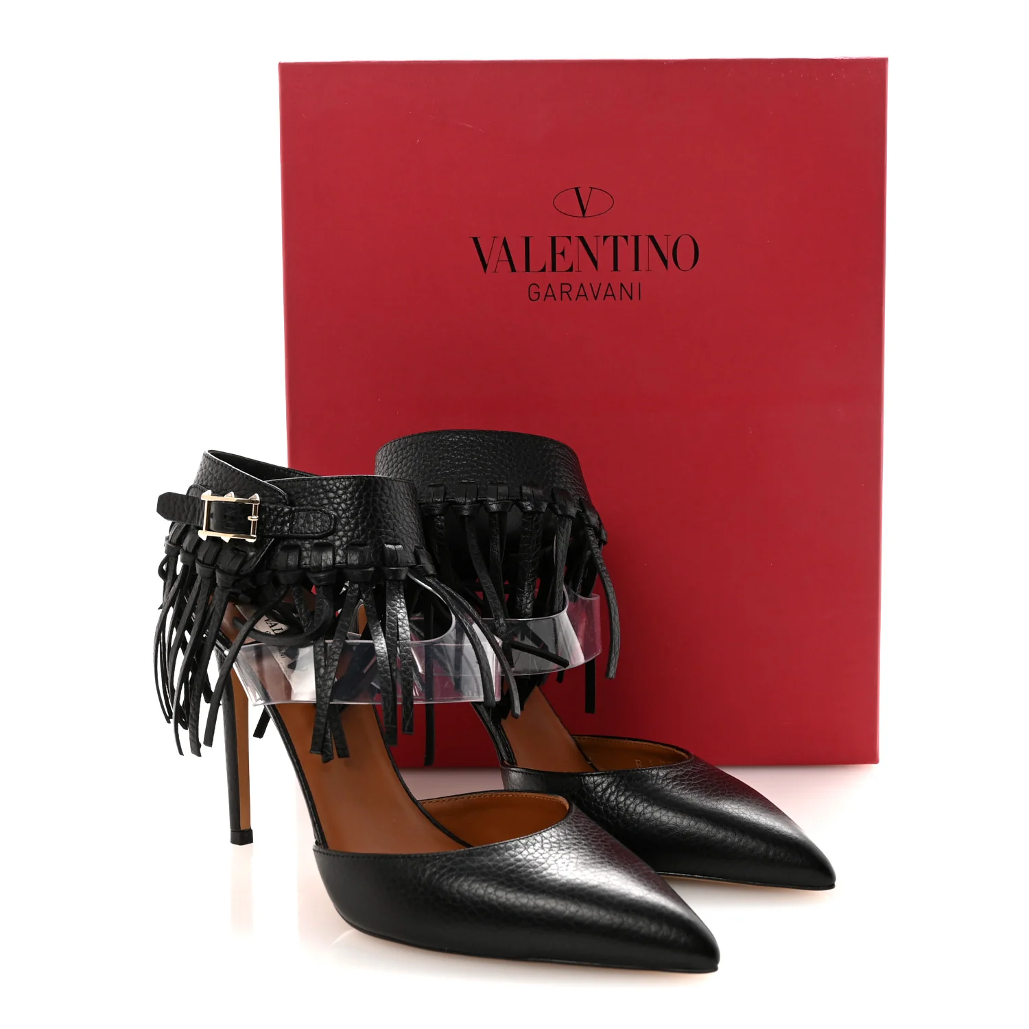 Calfskin C Rockee Fringe Pumps 38.5 Black - Image 10