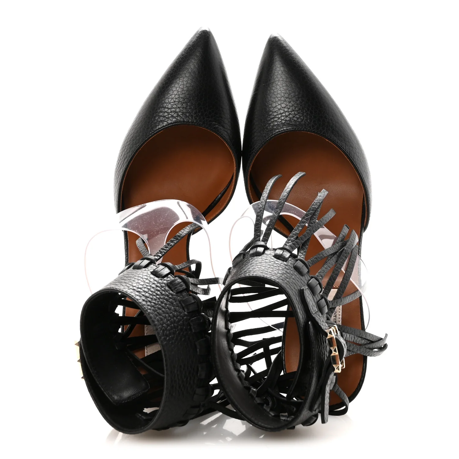 Calfskin C Rockee Fringe Pumps 38.5 Black - Image 2