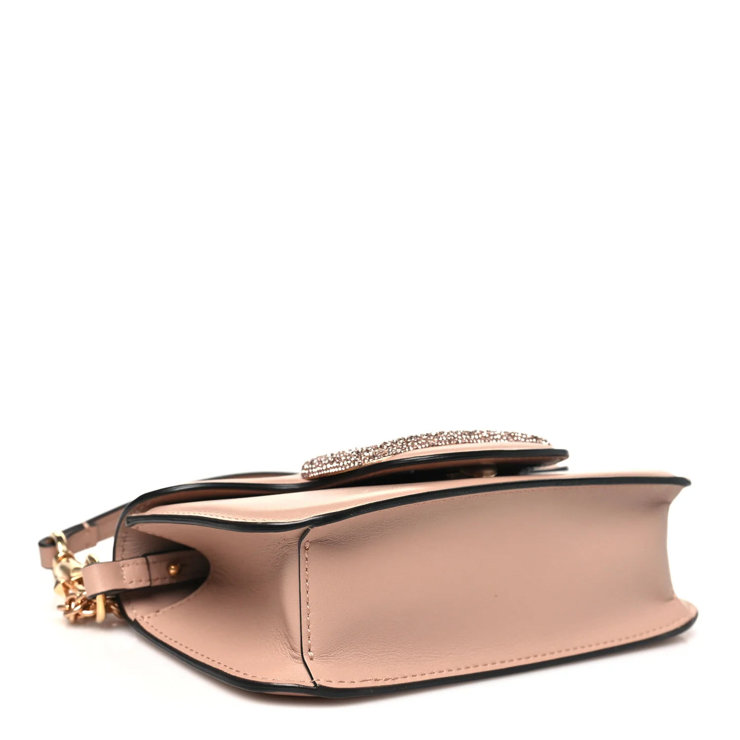 Calfskin Crystal Vlogo Small Loco Shoulder Bag Rose Cannelle - Image 4