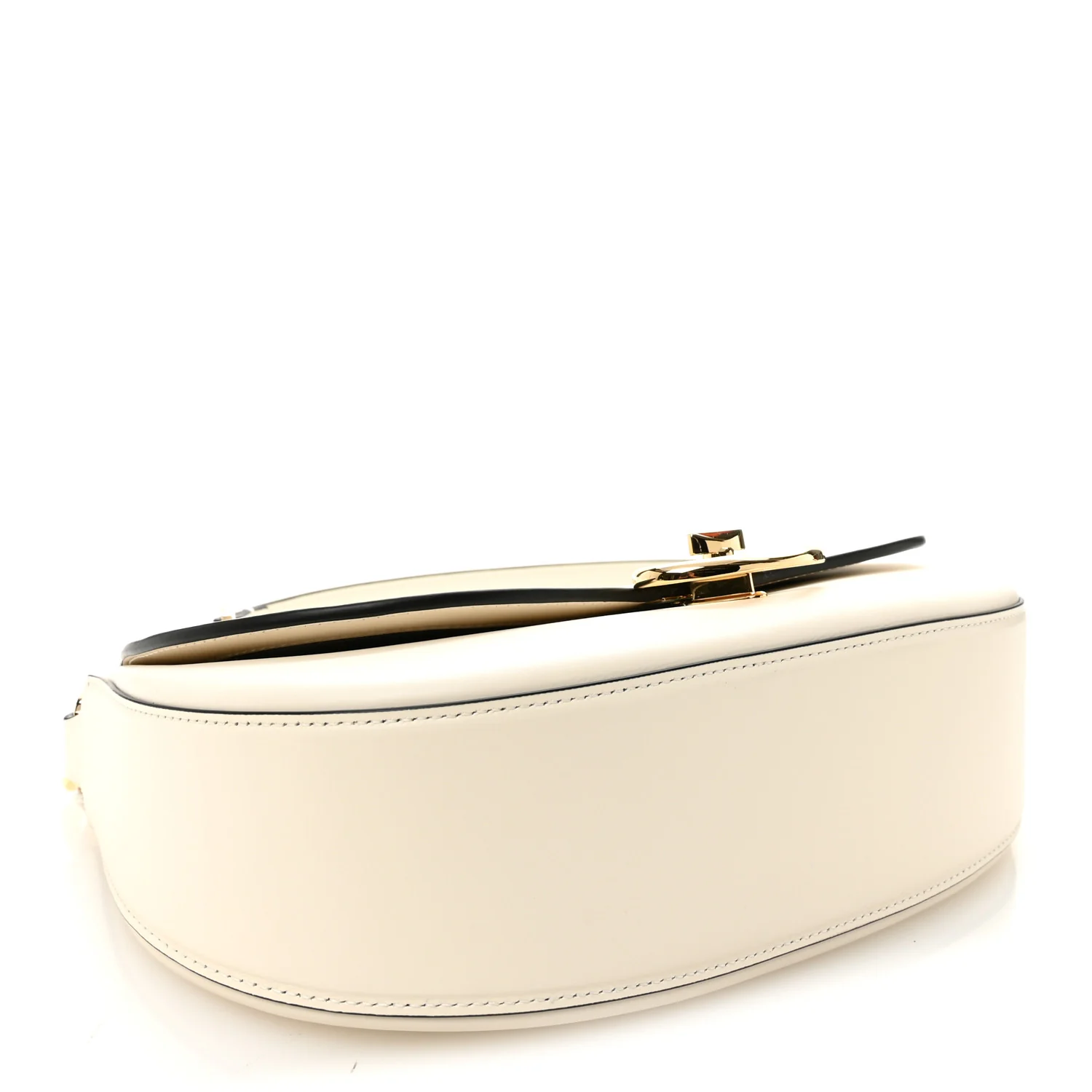 Calfskin Ohval Foldover Shoulder Bag White - Image 4