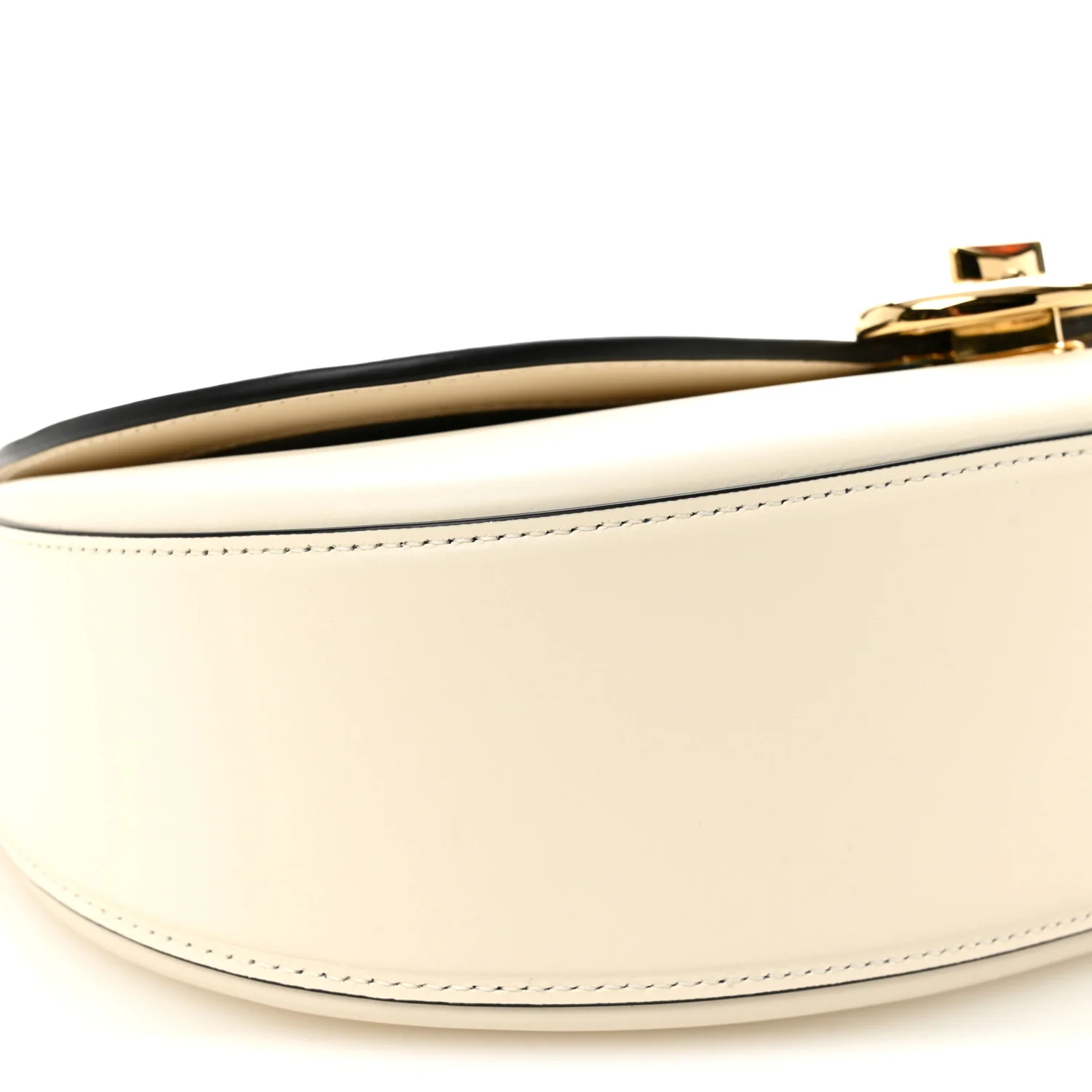 Calfskin Ohval Foldover Shoulder Bag White - Image 8