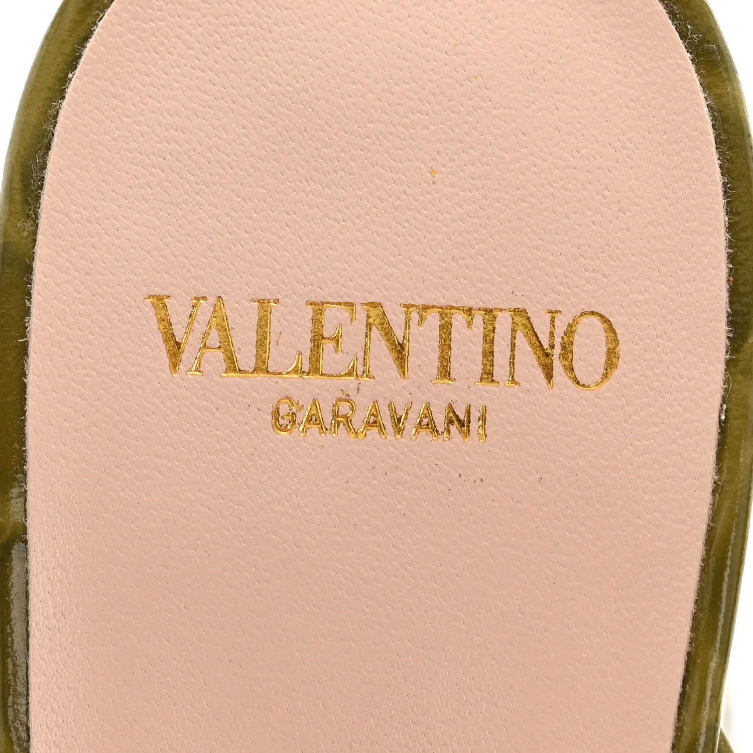 Calfskin Printed Crocodile Effect VLogo Signature 95mm Slide Sandals 36.5 Green - Image 8