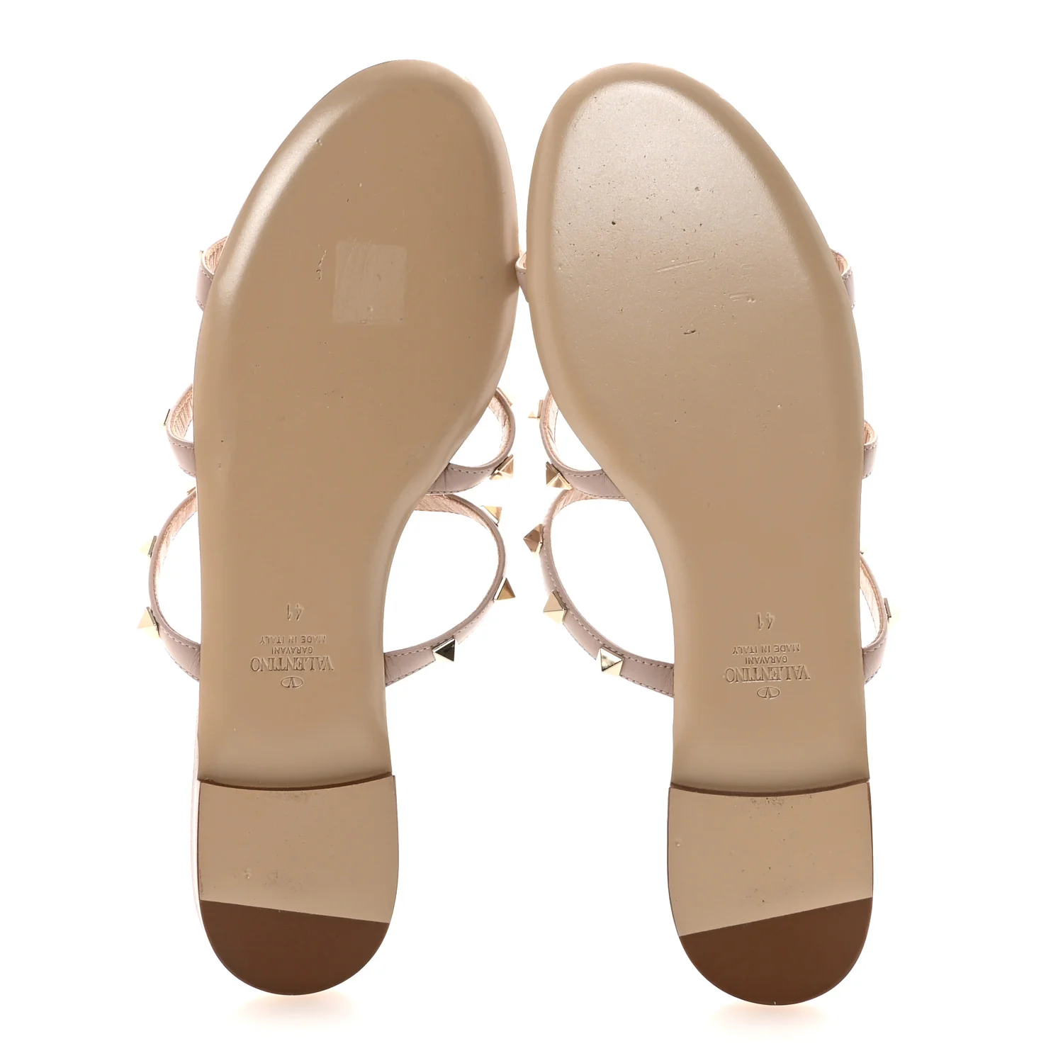 Calfskin Rockstud Caged Flat Slide Sandals 41 Poudre - Image 6