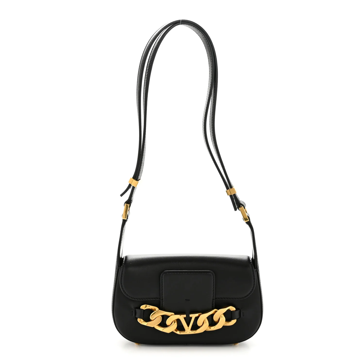 Calfskin Small Vlogo Chain Shoulder Bag Black
