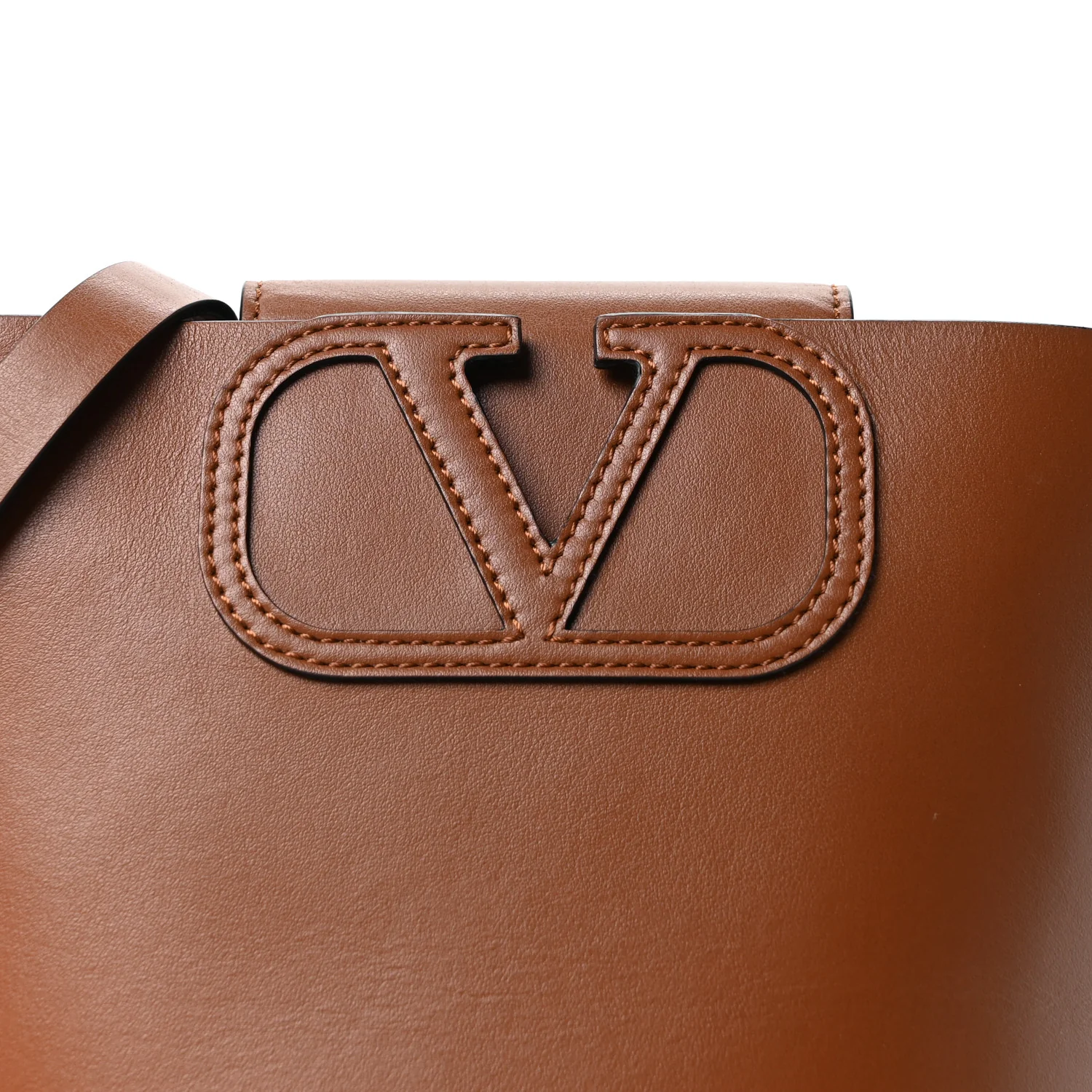 Calfskin Vlogo Bucket Bag Brown - Image 7