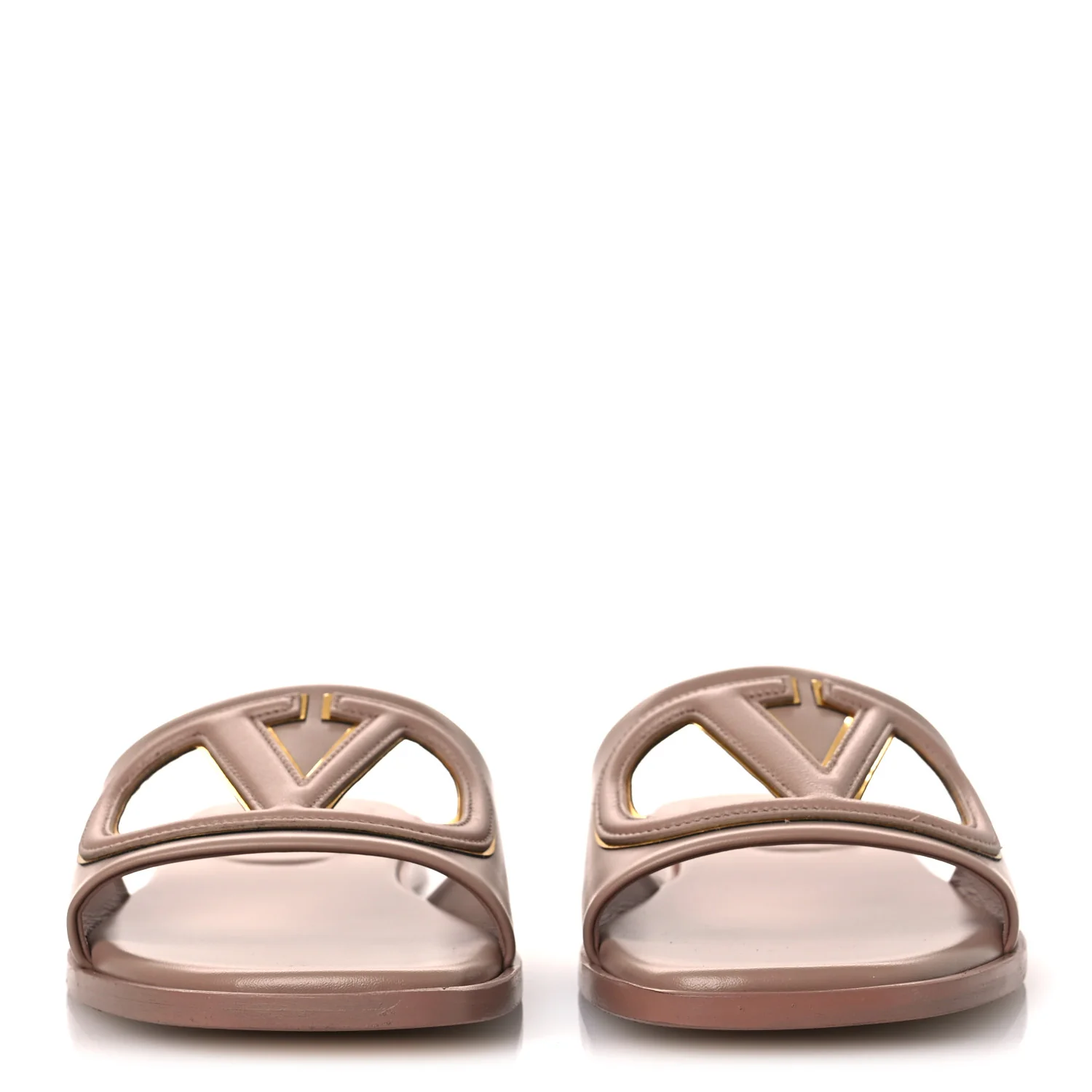 Calfskin Vlogo Cut Out Flat Slide Sandals 36.5 Rose - Image 3