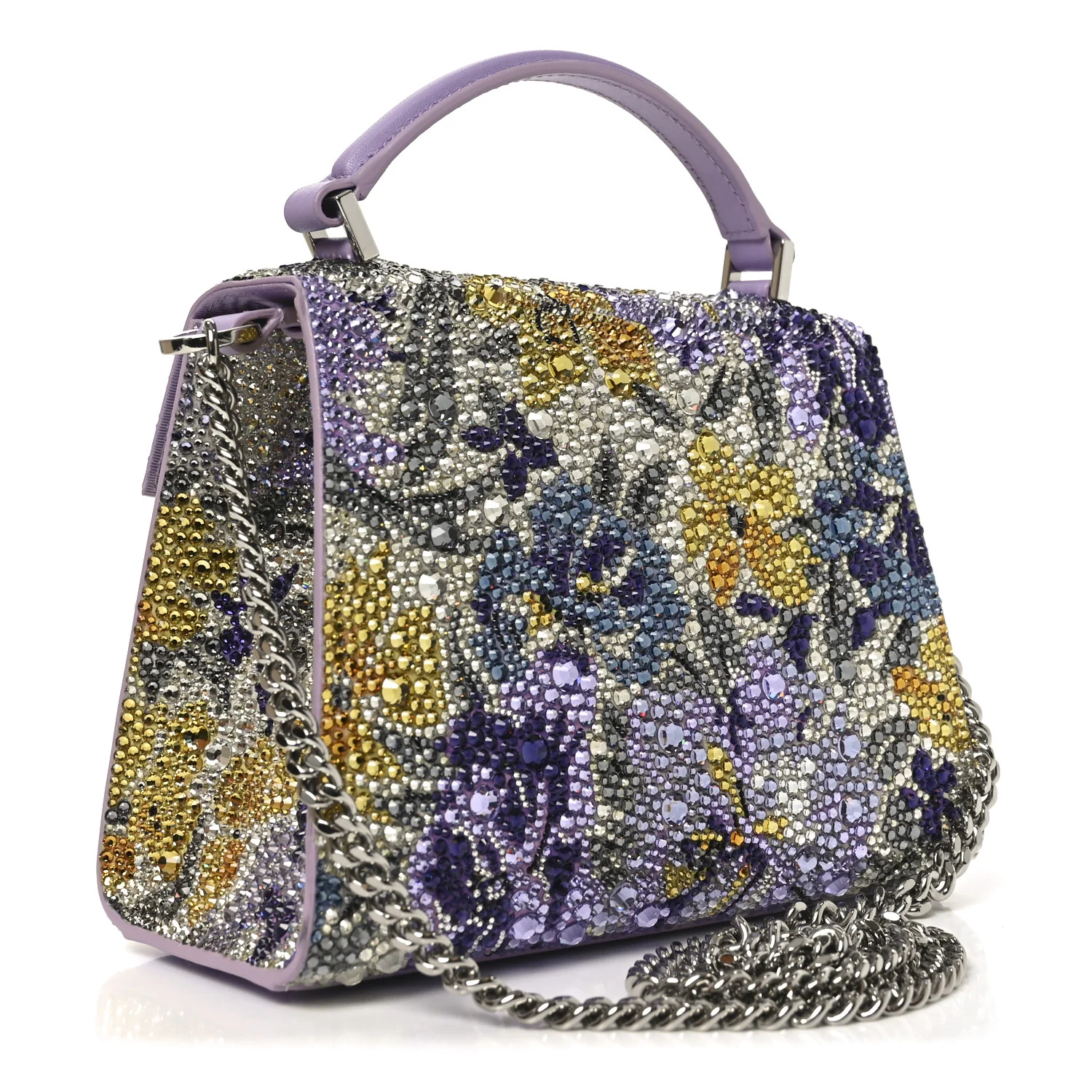 Crystal Embroidered Floral Mini Vsling Top Handle Bag Multicolor - Image 3
