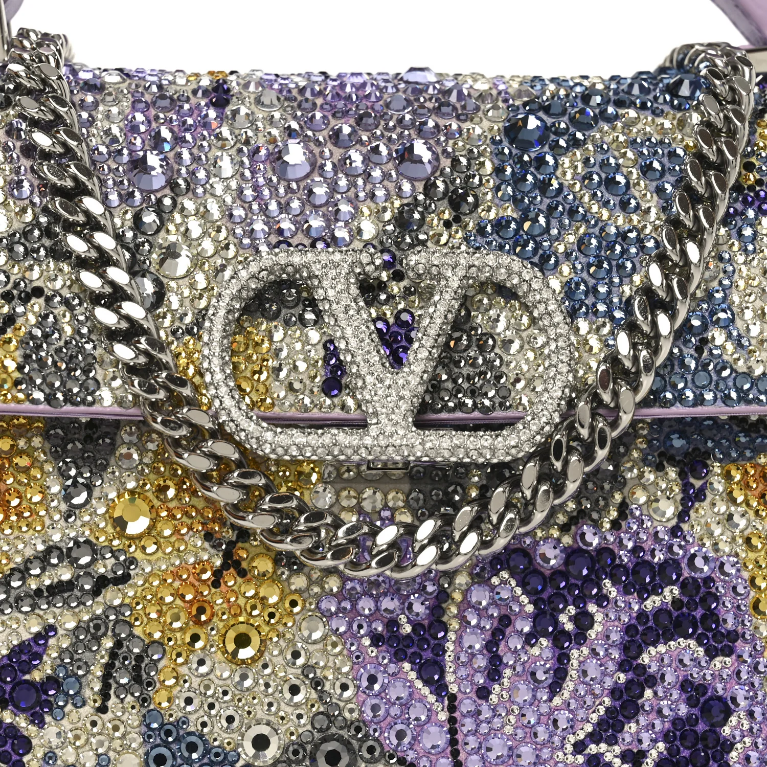 Crystal Embroidered Floral Mini Vsling Top Handle Bag Multicolor - Image 7