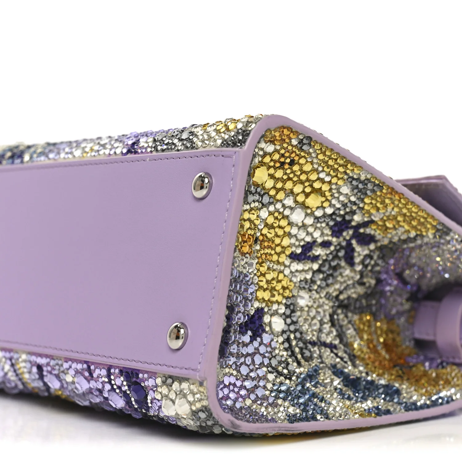 Crystal Embroidered Floral Mini Vsling Top Handle Bag Multicolor - Image 9