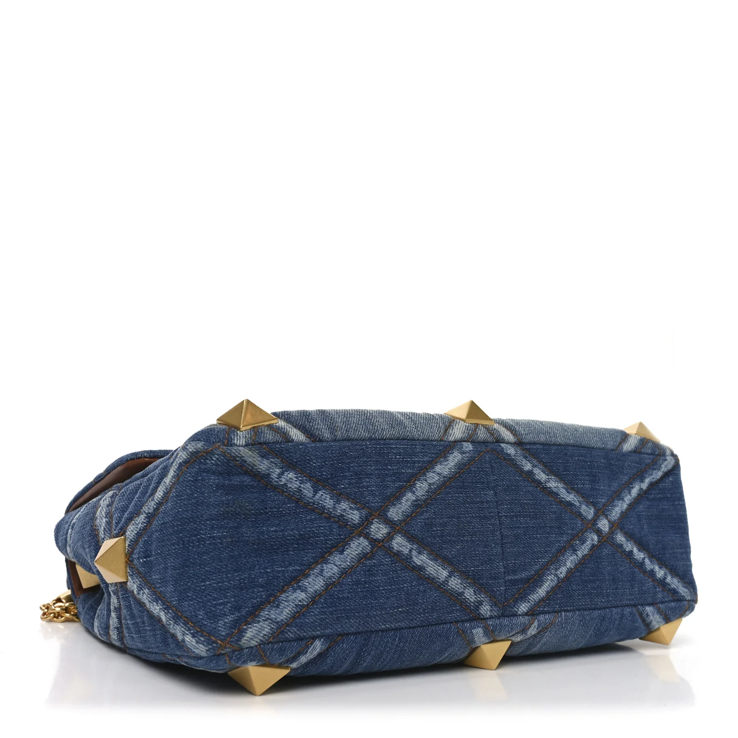 Denim Large Roman Stud Shoulder Bag Light Denim Selleria - Image 4