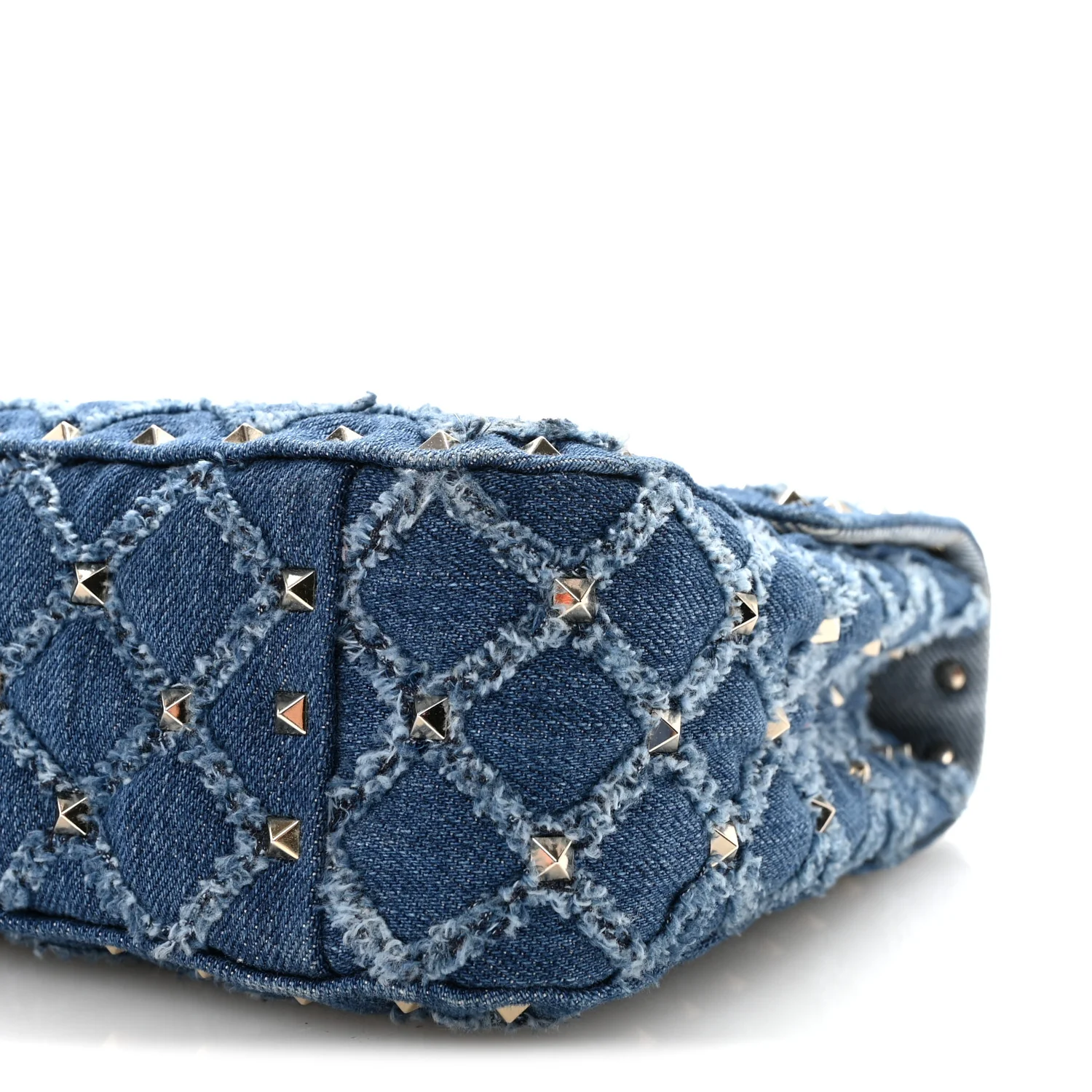 Denim Medium Rockstud Spike Shoulder Bag Denim - Image 9
