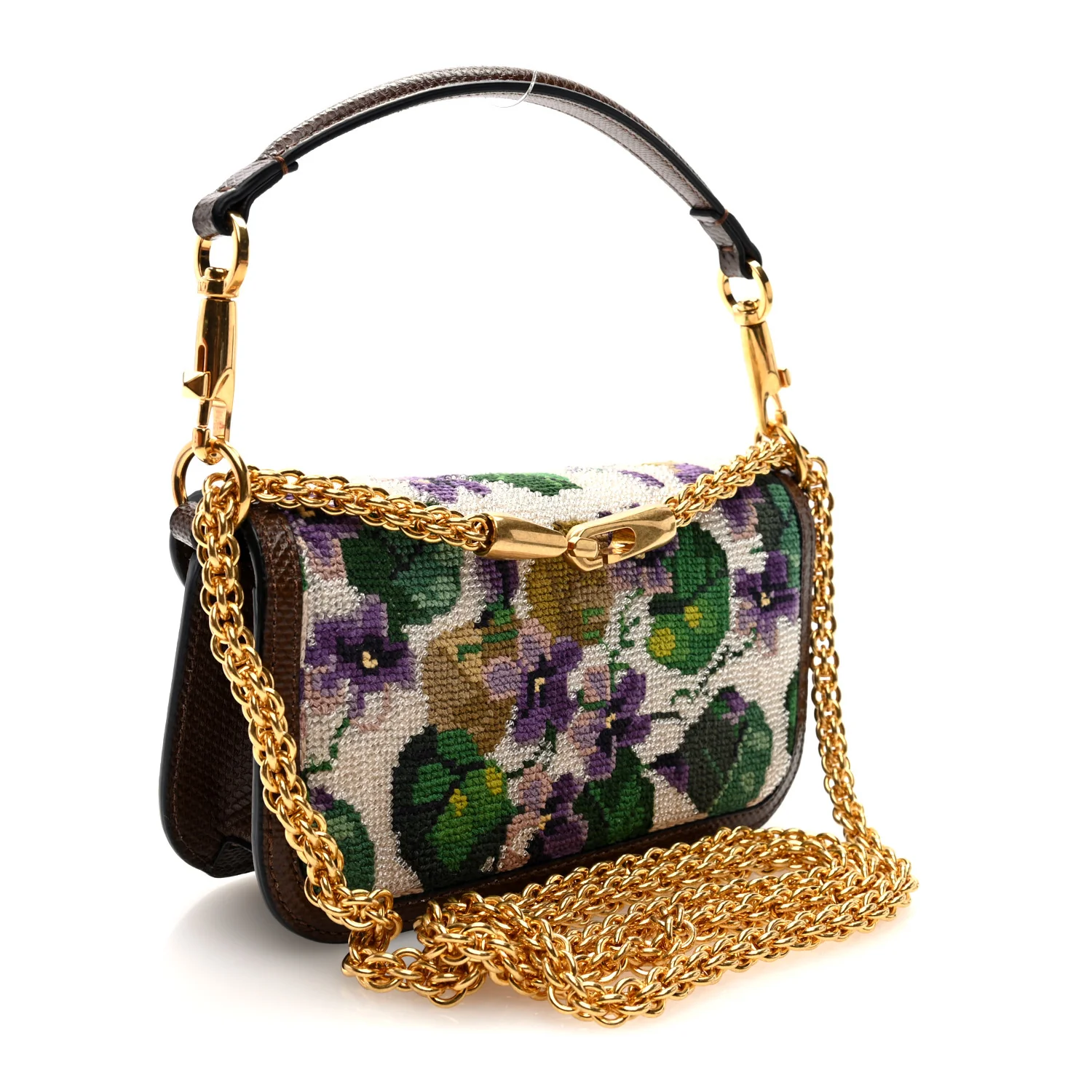 Fabric Crystal Embroidered Vlogo Small Loco Shoulder Bag Multicolor - Image 3