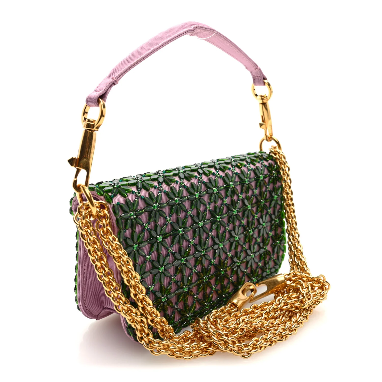 Fabric Crystal Embroidered Vlogo Small Loco Shoulder Bag Multicolor - Image 3