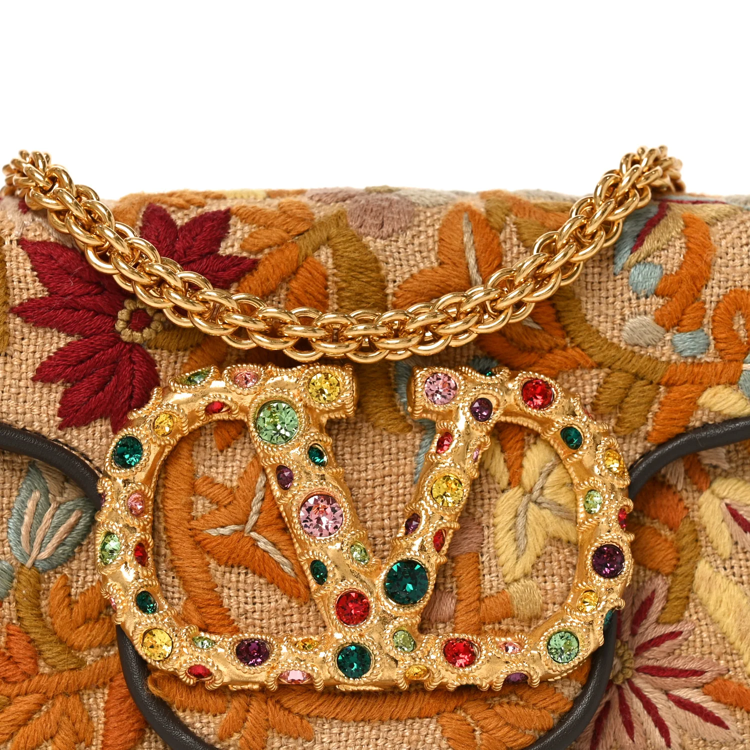 Fabric Karung Crystal Embroidered Vlogo Small Loco Shoulder Bag Multicolor - Image 7