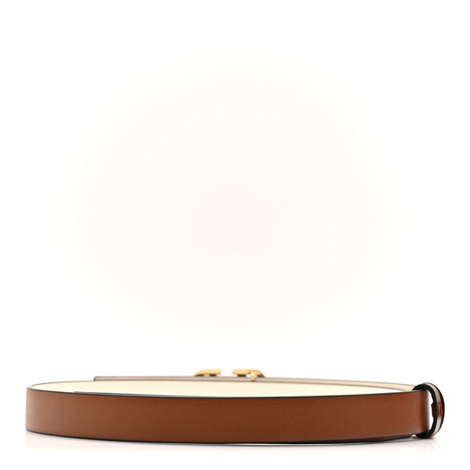 Glossy Calfskin Hammered VLogo Reversible 20mm Belt 80 32 Saddle Brown Ivory - Image 4