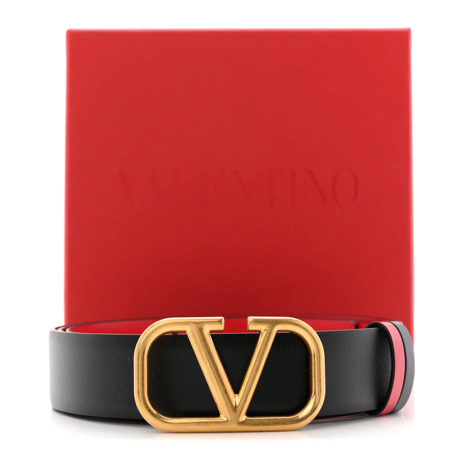 Glossy Calfskin VLogo Reversible 30mm Belt 95 38 Black Rouge Pur - Image 8