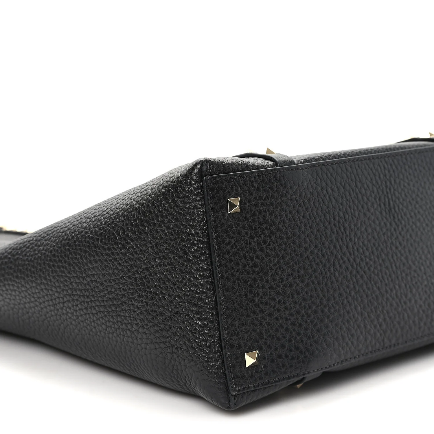 Grained Calfskin North South Rockstud Tote Black - Image 9