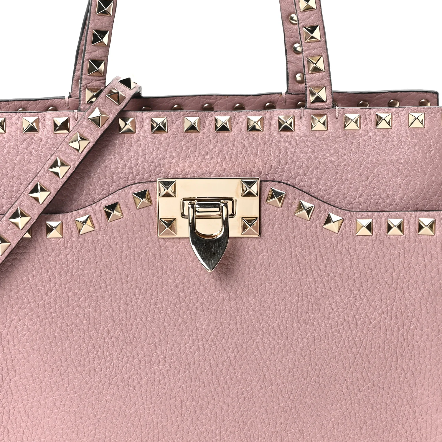 Grained Calfskin Rockstud Flip Lock Tote Lipstick - Image 12