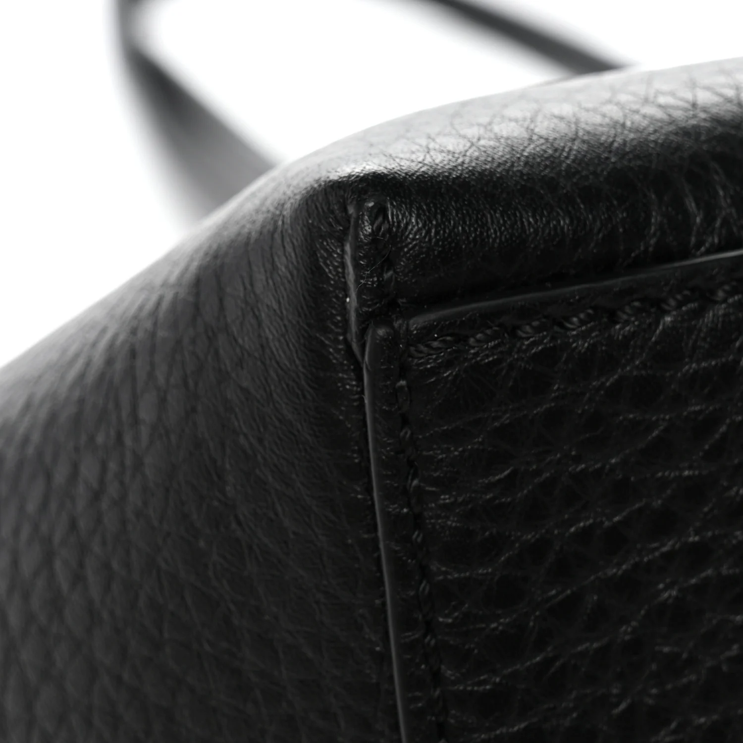 Grained Calfskin Rockstud Shoulder Tote Black - Image 10