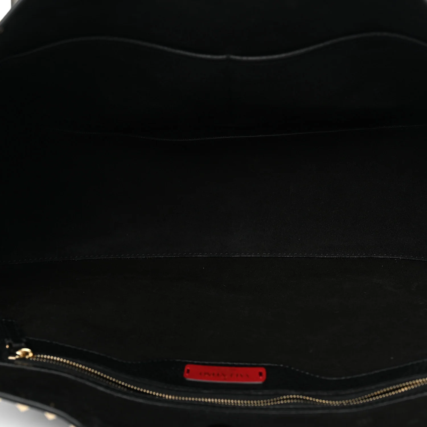 Grained Calfskin Rockstud Shoulder Tote Black - Image 5