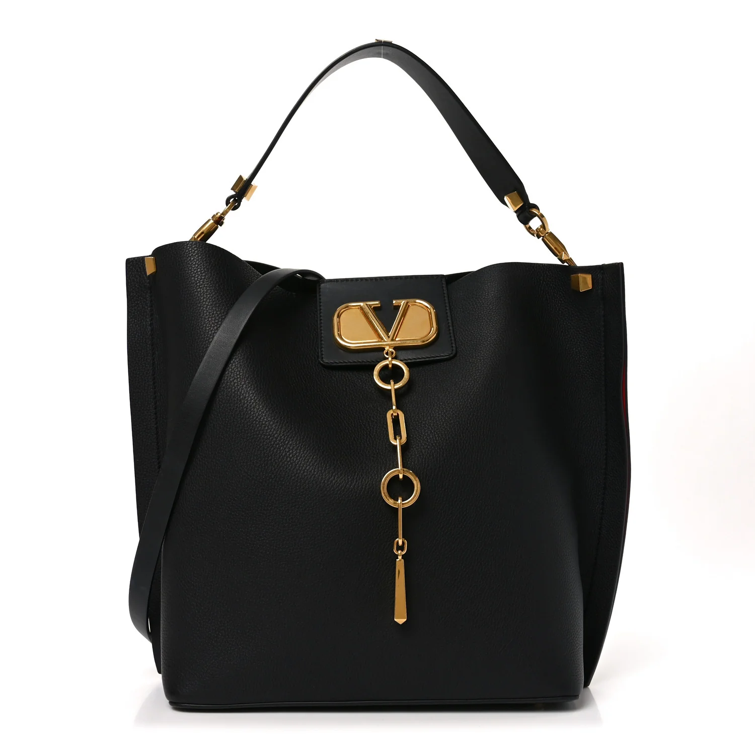 Grainy Calfskin Escape Hobo Bag Black