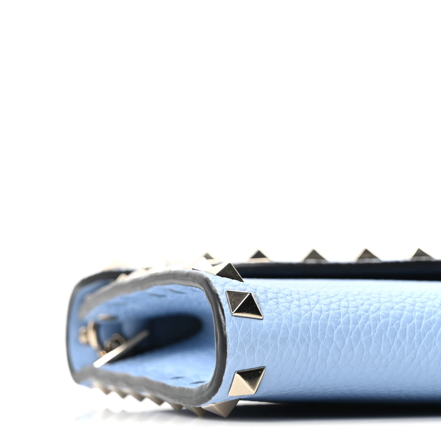 Grainy Calfskin Rockstud Flip Lock Wallet With Chain Niagra - Image 7