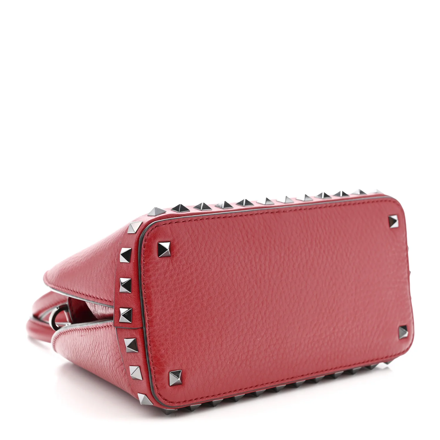 Grainy Calfskin Small Rockstud Double Top Handle Bag Rosso Valentino - Image 4
