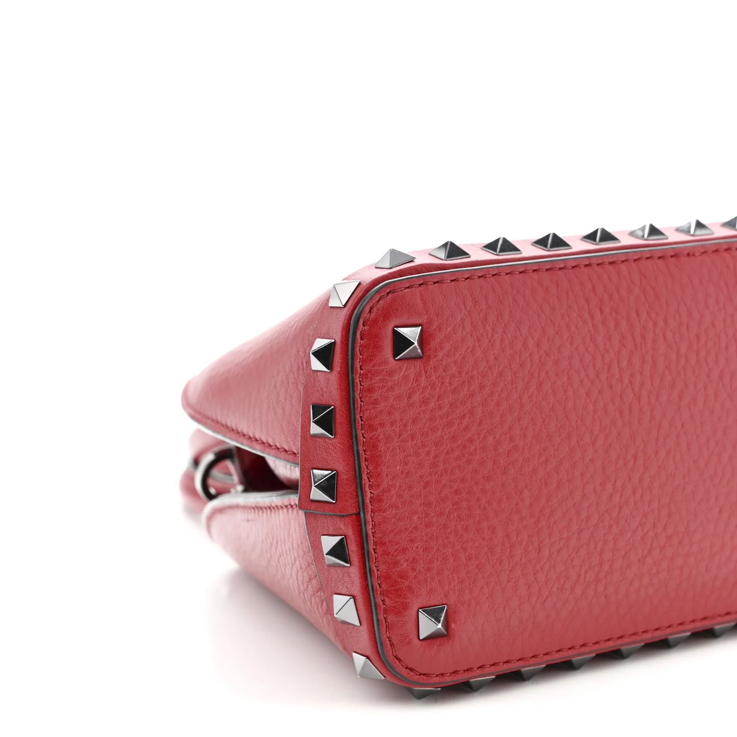 Grainy Calfskin Small Rockstud Double Top Handle Bag Rosso Valentino - Image 8